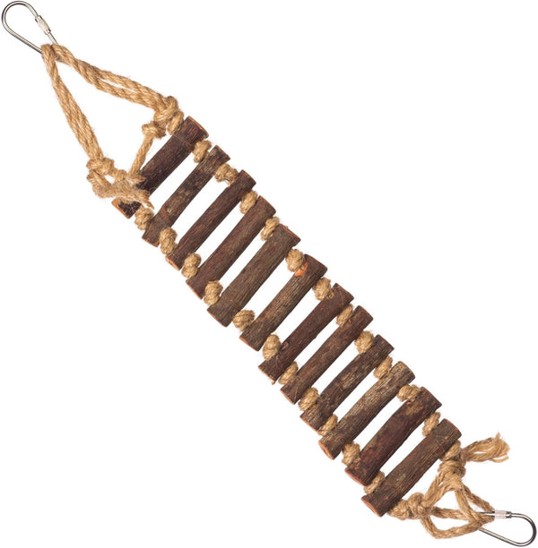 Naturals Rope Ladder Bird Toy, Wood Stairs Climbing Activity Attachment for Birdcage, Earth Tone Brown 62806