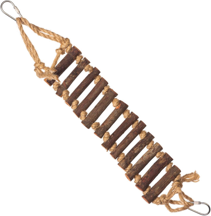 Naturals Rope Ladder Bird Toy, Wood Stairs Climbing Activity Attachment for Birdcage, Earth Tone Brown 62806