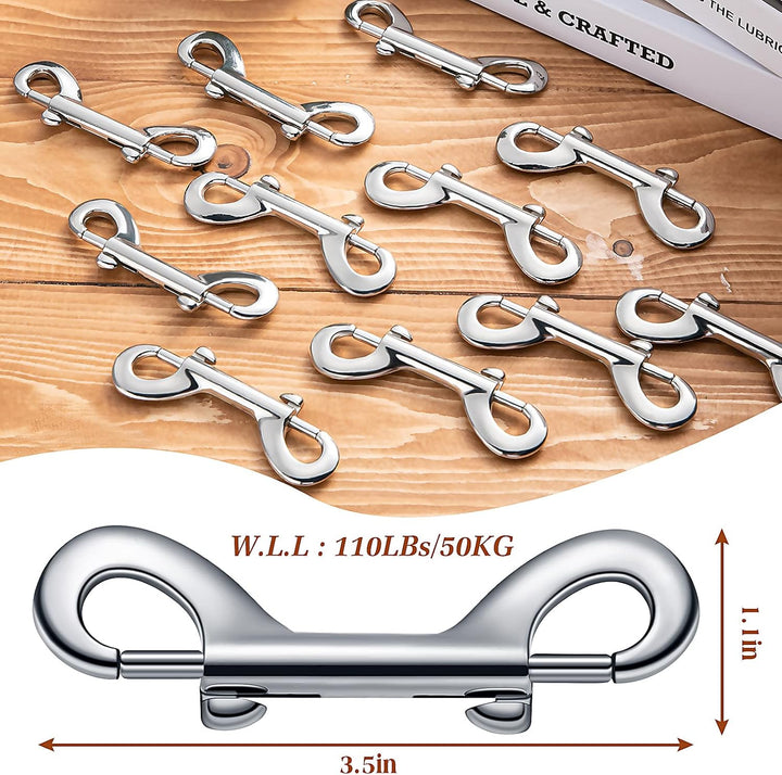 12 Pieces Double Ended Bolt Snaps Hook Zinc Alloy Double Trigger Clips Home Pet Accessory for Linking Dog Leash Collar Leash Key Chain Horse Tack Pet Sling Feed Buckets (3.5 Inch)