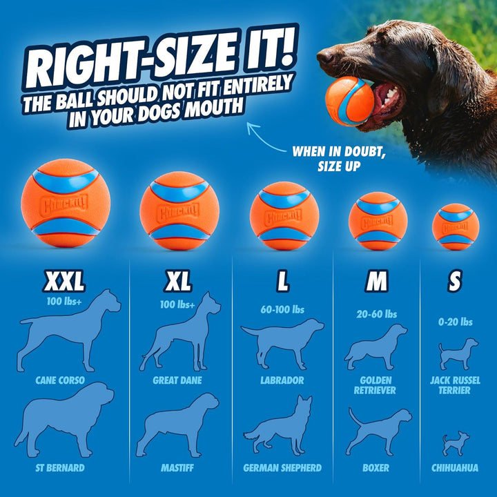 Ultra Ball Dog Toy - Size Large - for Dogs 60-100 Lbs - Made from Durable Rubber - Super Bouncy - Floats in Water - 3-Inch Diameter - Pack of 1