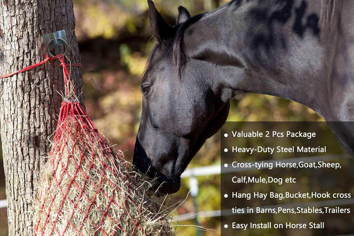 Cross Tie Ring for Horses, Block Tie Ring for Horse Stall/Stable, Tie down Horse Barn Supplies (2 Pack)