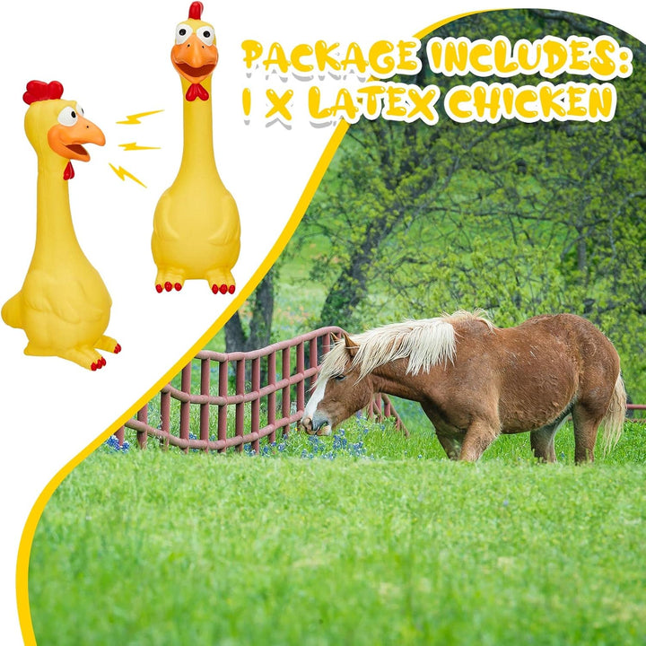 1 Pcs Horse Toys Latex Squeaky Squeeze Chicken Squeak Turkey Balls for Play Fake Screaming Chicken Toys for Horses Soccer Ball for Reduce Separation Anxiety Noise Maker (Yellow)