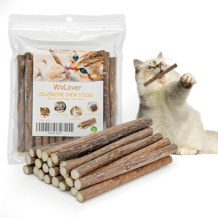 Silvervine Sticks for Cats, Natural Catnip Matatabi Chew Sticks Teeth Molar Chew Toys for Cat Kitten Kitty (At Least 12 PCS)