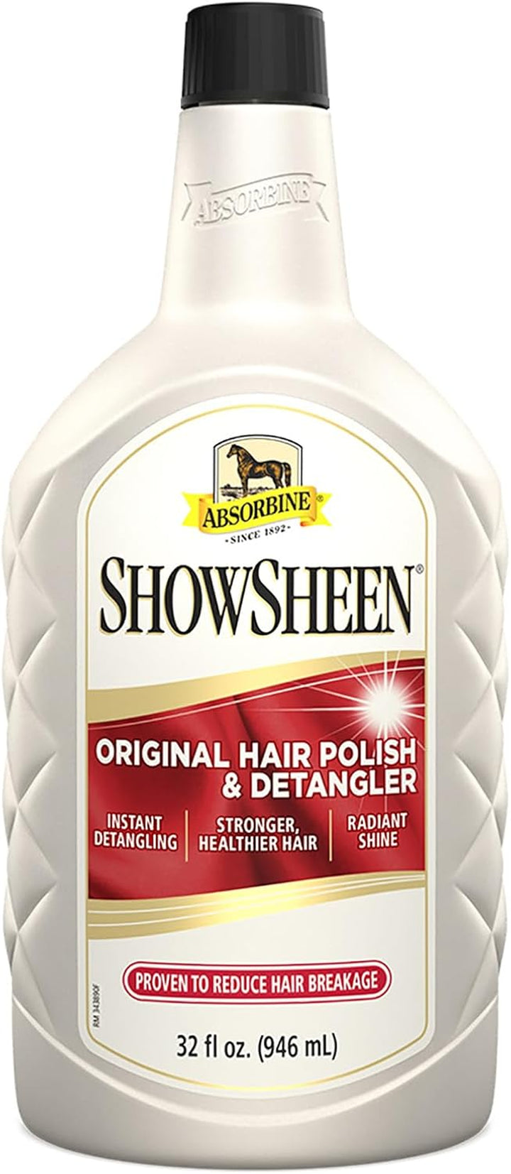Showsheen Hair Polish & Detangler 32Oz Spray Bottle, Horse and Dog Coat, Mane and Tail, Instant Detangling & Reduces Hair Breakage for Healthy Grooming & Radiant Shine