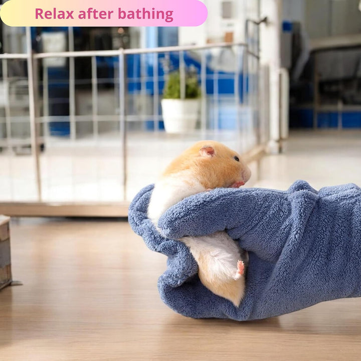 Hamster Calming Bite Proof Gloves and Grooming Brush Set, Hamster Bite Resistant Gloves Massage Brushes, Anti-Bite Glove Grooming Supplies for Small Animals Rabbit Rat Sugar Glider (Pink)