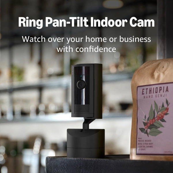Pan-Tilt Indoor Cam | See All around Your Home or Business with 360° Pan Coverage, HD Video, plus Two-Way Talk (2024 Release) | Black