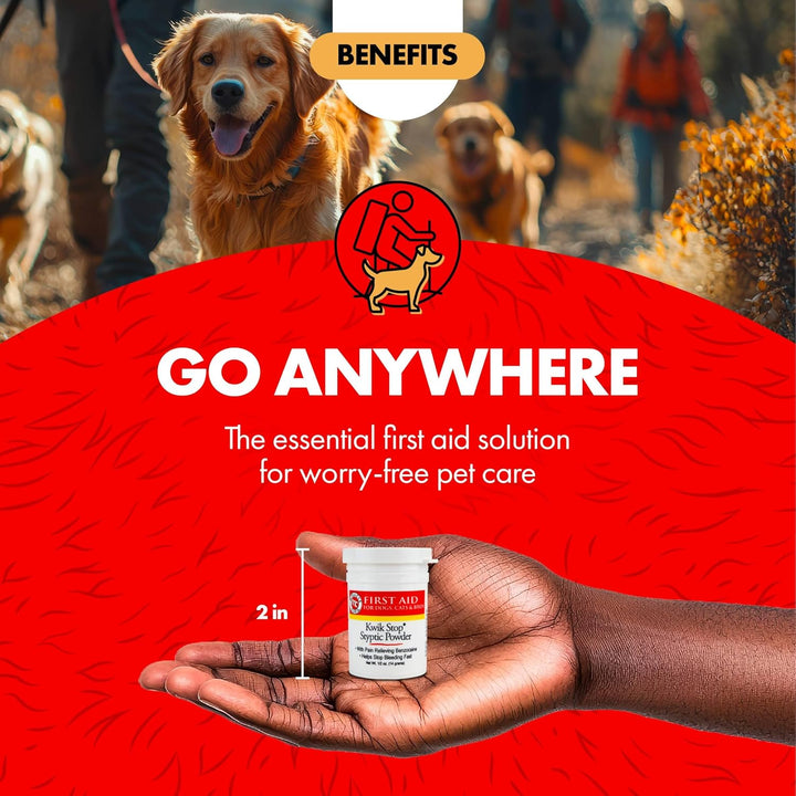 Kwik Stop Styptic Powder for Dogs, Cats and Birds, 0.5 Ounce, Fast Acting Blood Stop Powder with Pain Relieving Benzocaine