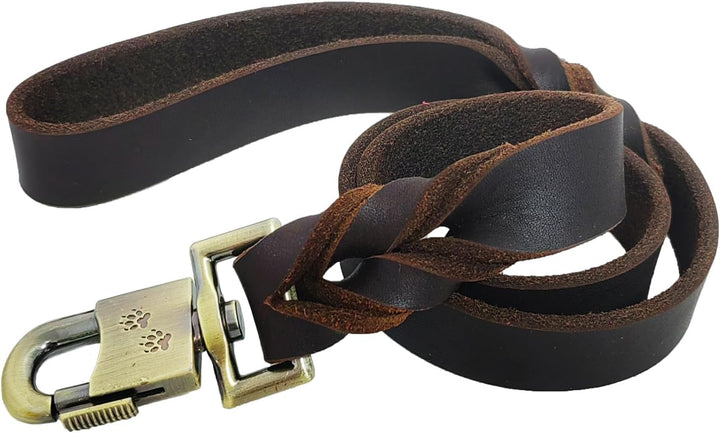 Leather Dog Leash 6Ft X 3/4 Inch, Heavy Duty Genuine Leather Braided Dog Training Leash, Soft and Strong Pet Lead for Large, Medium, Small Dogs