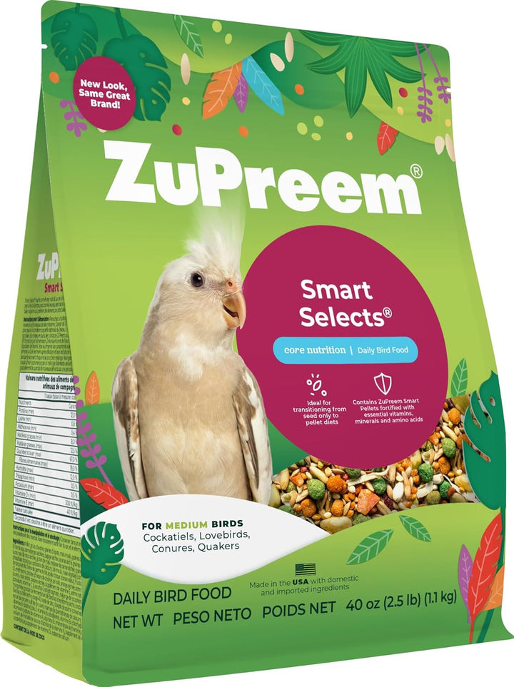 Fruitblend Bird Pellets, Daily Bird Food for Cockatiel, Lovebird, Quaker, Small Conure, Lorikeet, Core Nutrition for Medium Birds, Cockatiel Pellets, Conure Food (M, 2 Lbs)