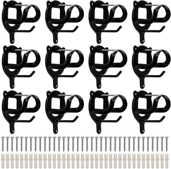 12 Counts Horse Bridle Rack, Metal Bridle Hooks Bracket, Bridle Holder Wall Mount with Tubes and Screw, Horse Tack Harness Storage Halter Hanger for Tack Room Horse Barn Supplies