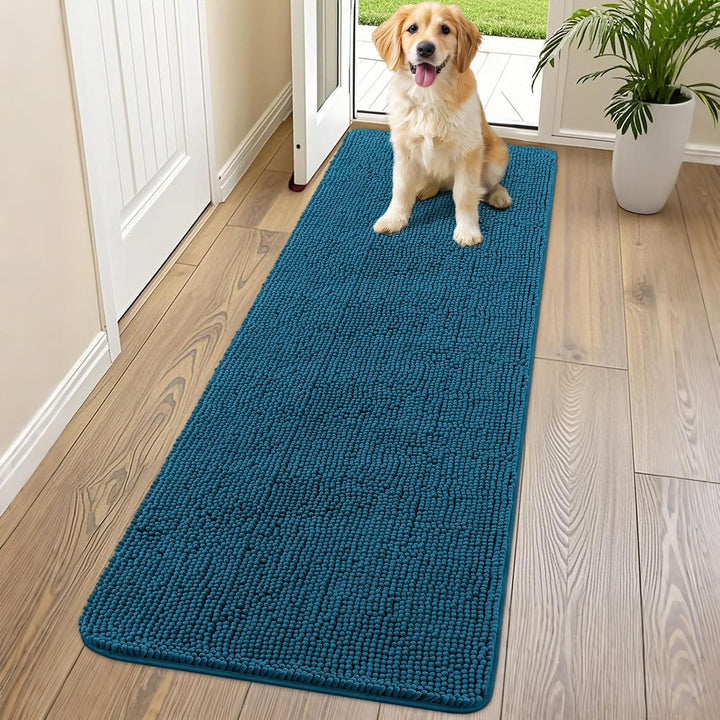 Dog Door Mat for Muddy Paws 30X20, Absorbs Moisture and Dirt Doormat, Non-Slip Washable Quick Dry Chenille Front Door Mat Indoor Entrance, Entryway Carpet for inside Floor, Grey