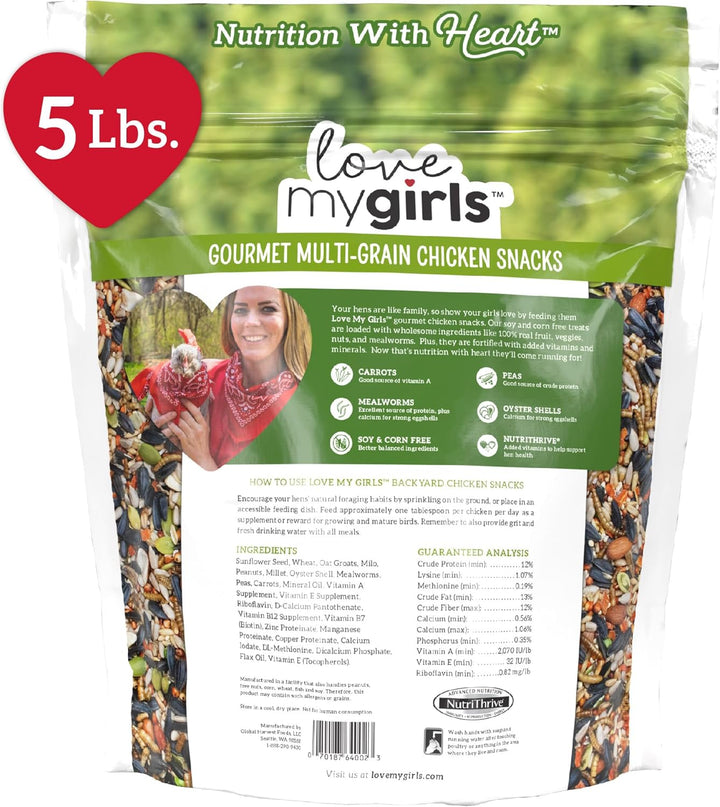 : Chicken Snacks - Veggies & Worms - 5Lb Bag - Global Harvest, Gourmet Multi-Grain Treats, Corn-Free, Nutritious & Protein Rich Mealworms