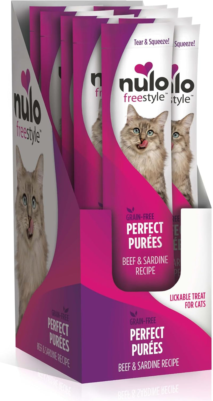 Freestyle Grain-Free Perfect Purees Premium Wet Cat Treats, Squeezable Meal Topper for Felines, High Moisture Content to Support Hydration, 0.5 Ounces in Each Lickable Wet Cat Treat Pouch