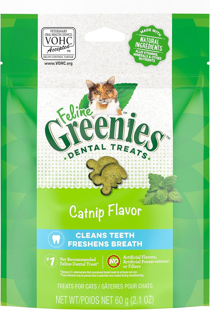 Feline Adult Dental Cat Treats, Catnip Flavor, 9.75 Oz. Tub