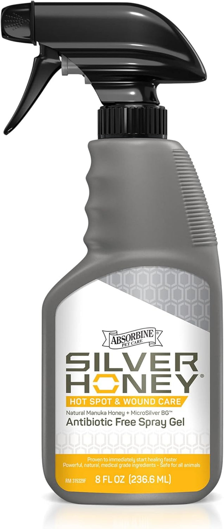 Silver Honey Hot Spot & Wound Care Spray Gel 8Oz Bottle, Manuka Honey & Microsilver BG, Medicated for Dogs, Cats, Small Animals