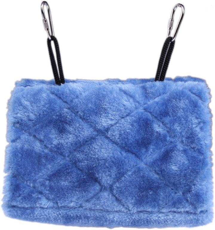 ® Plush Snuggle Bird Hammock Hanging Snuggle Cave Happy Hut Bird Parrot Hideaway Size M (23.5 * 22Cm) (Blue)