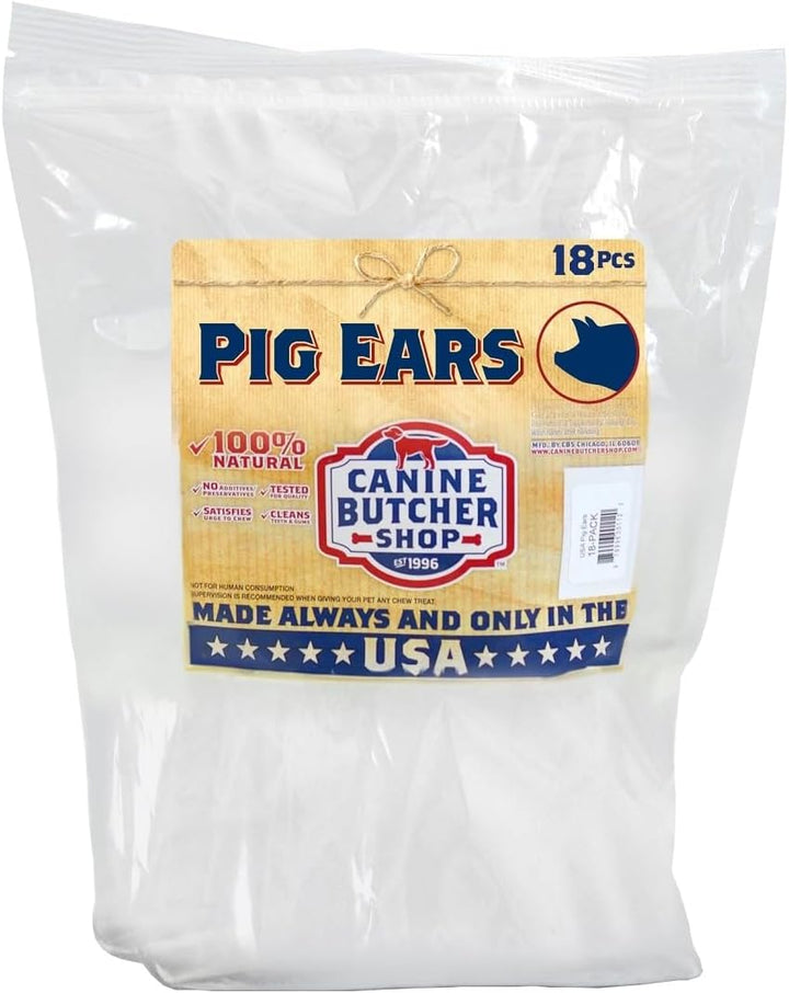 Pig Ears for Dogs, Always USA Made (30-Pack), All Natural, Sourced in USA Pig Ears, Digestible Pork Dog Chew Treat