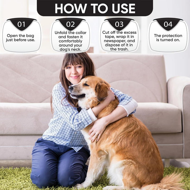 4 Pack Flea and Tick Collar for Dogs, 8-Month Protection, Flea Tick Collar for Dogs, Black