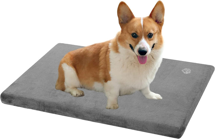 Stylish Dog Bed Mat Dog Crate Pad Mattress Reversible (Cool & Warm), Water Proof Linings, Removable Machine Washable Cover, Firm Support Pet Crate Bed for Small to Xx-Large Dogs, Grey