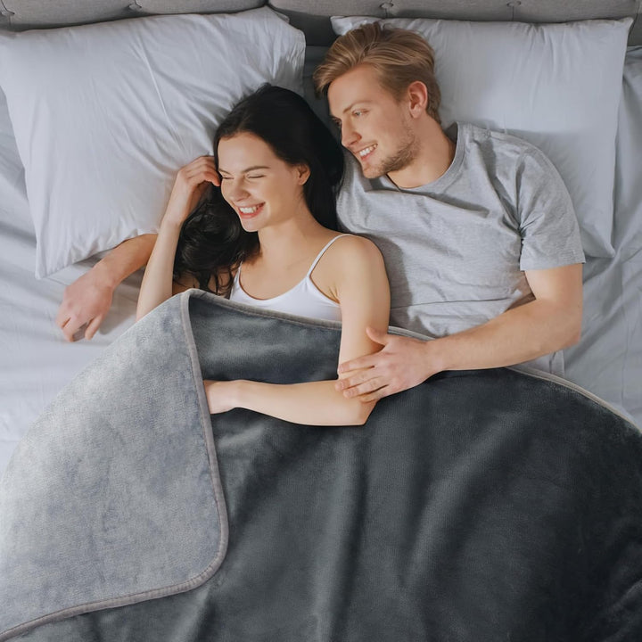 Waterproof Blanket for Bed: Reversible Soft Flannel Love Blanket 60" X 80", Bed Blanket for Couples Washable, Spill-Proof Dog Throw Blanket for Couch, Sofa Protect, Camping, Travel, Grey