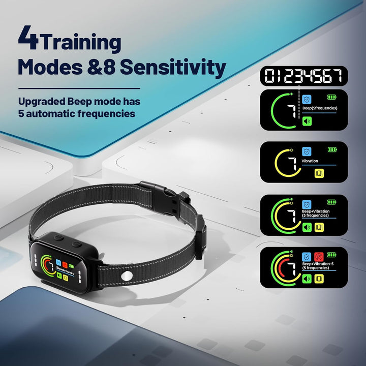 2 Pack Dog Bark Collar, anti Barking Training Collar with 7-Level Sensitivity + 5 Safety Modes, Humane Training System for Large, Medium, Small Dogs