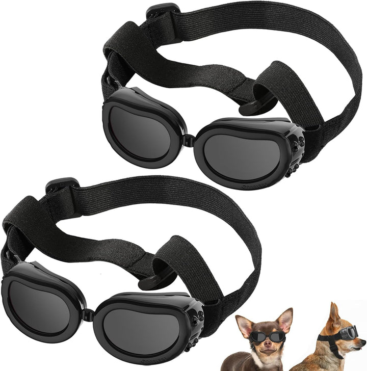 Dog Sunglasses Small Breed Goggles UV Protection,Goggles for Small Dogs Eye Wear Protection with Adjustable Strap Windproof Anti-Fog Sunglasses for S-Mall Doggy Doggie Glasses,Black
