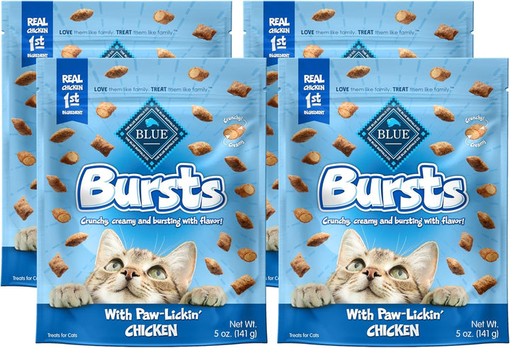 Bursts Crunchy & Creamy Cat Treats, Great for Training, Paw-Lickin' Chicken, 5-Oz Bag