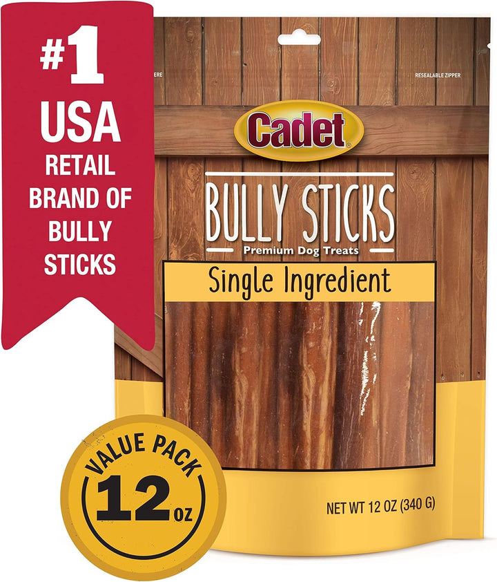 Bully Sticks for Small Dogs – All-Natural Beef Pizzle, High Protein, Low Fat, Long-Lasting, Grain & Rawhide-Free Dog Chews for Aggressive Chewers, Small (12 Ounce)