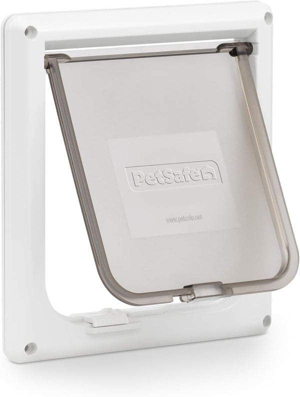 Interior 2-Way Locking Cat Door - Allows Convenient Movement between Rooms & Minimizes Scratching - Tinted Durable Plastic Privacy Door for Feeder & Litter Box