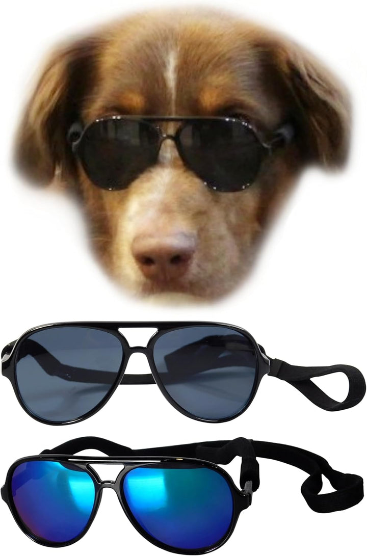 G010 Dog Pet Costume Aviator Sunglasses for Medium Breeds 20-40 Lbs (Black)