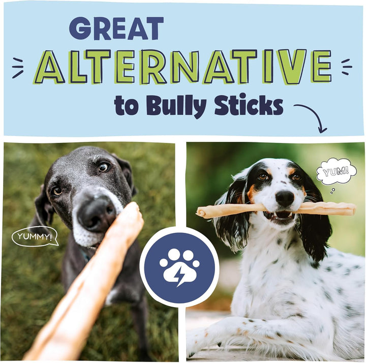 Natural Large 12" Beef Collagen Sticks for Dogs – Long-Lasting Rawhide Alternative, High Protein Treats with Chondroitin & Glucosamine – 5 Pack