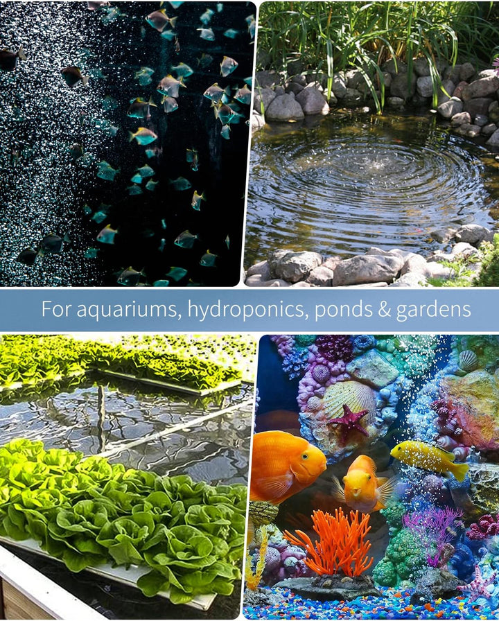 254 GPH Aquarium Air Pump Adjustable Quiet Oxygen Aerator Pump with Multi-Port Air Flow Control Lever Valve Splitter and Airline Tubing for Fish Tanks Ponds and DWC Systems up to 300 Gallons