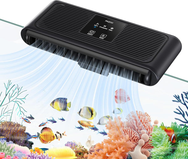 Aquarium Chiller Fan, Fish Tank Cooling Fans Aquarium Cooler with 3 Speed Modes, Water Chiller for Axolotl Tank Accessories Freshwater Saltwater Tanks, 6.4W