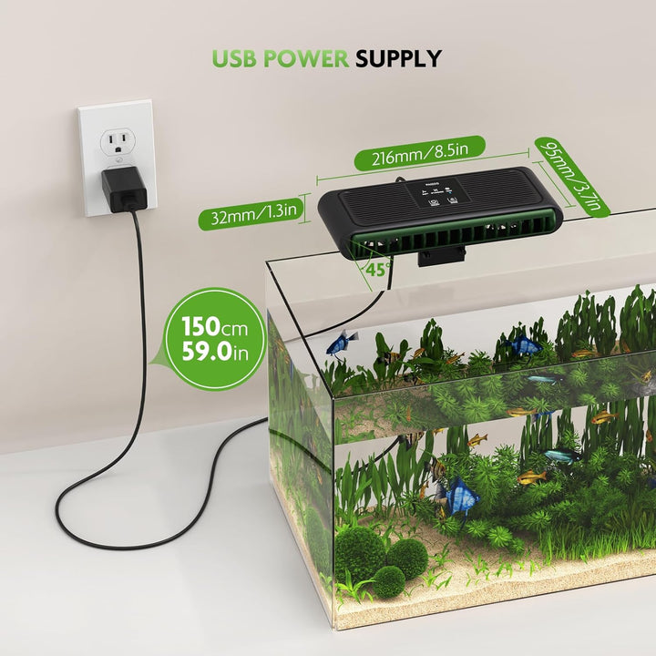 Aquarium Chiller Fan, Fish Tank Cooling Fans Aquarium Cooler with 3 Speed Modes, Water Chiller for Axolotl Tank Accessories Freshwater Saltwater Tanks, 6.4W