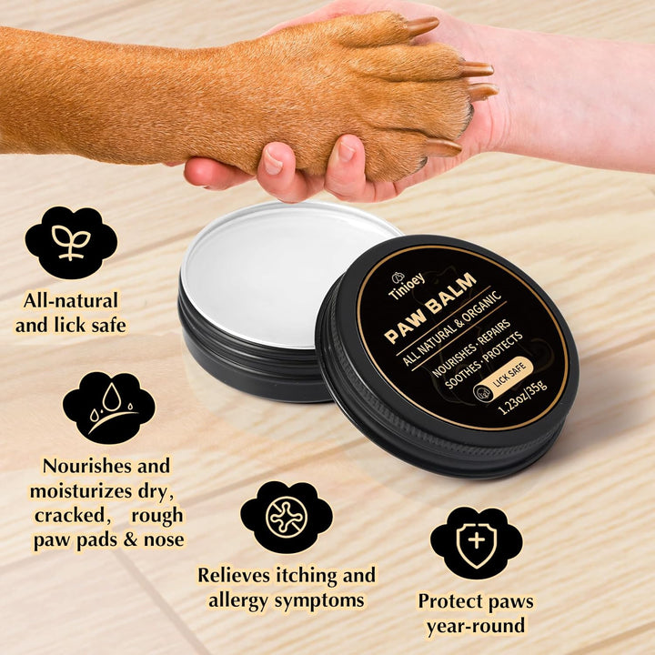 All-Natural Lick Safe Dog Paw Balm for Dogs & Cats | 2 Pack Dog Paw Pad Balm Paw Protector, Moisturizer & Soother for Dry Cracked Paws & Noses | Snout Soother for Dogs (1.23Oz*2)