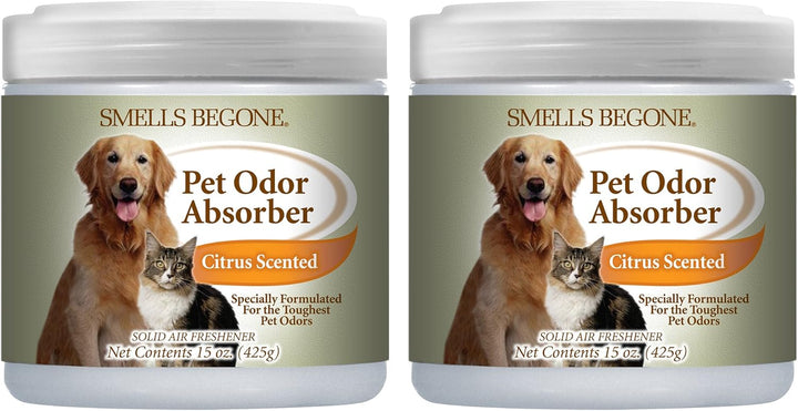 Air Freshener Odor Absorber Gel - 15 Oz, Pack of 2 - Absorbs and Eliminates Odor in Pet Areas, Bathrooms, Cars, & Boats - Made with Essential Oils - Fragrance Free