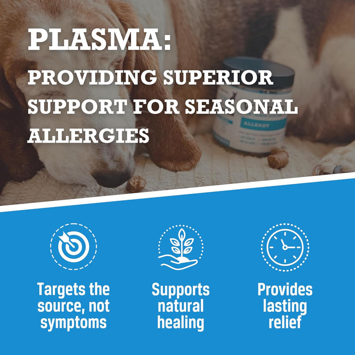Dog Allergy Relief Chews – Plasma-Powered Soft Chews for Dogs – Grain-Free, Natural Blood Protein Supplements – Anti-Itch, Skin & Allergy Relief – 60 Chews, Made in the USA