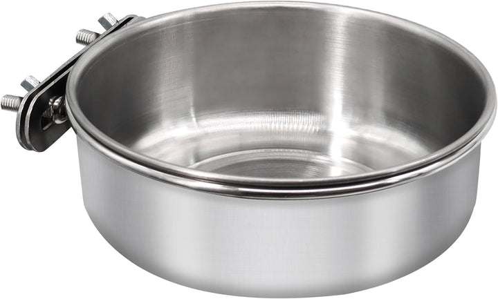 2 Pcs Small Bird Feeding Dish Cups,Parrot Food Bowl Cage with Clamp Holder Stainless Steel,Birdcage Coop Water Feeder for Cockatiel Parakeet Macaw Finches Lovebirds Small Animals (2 Pack, Small)