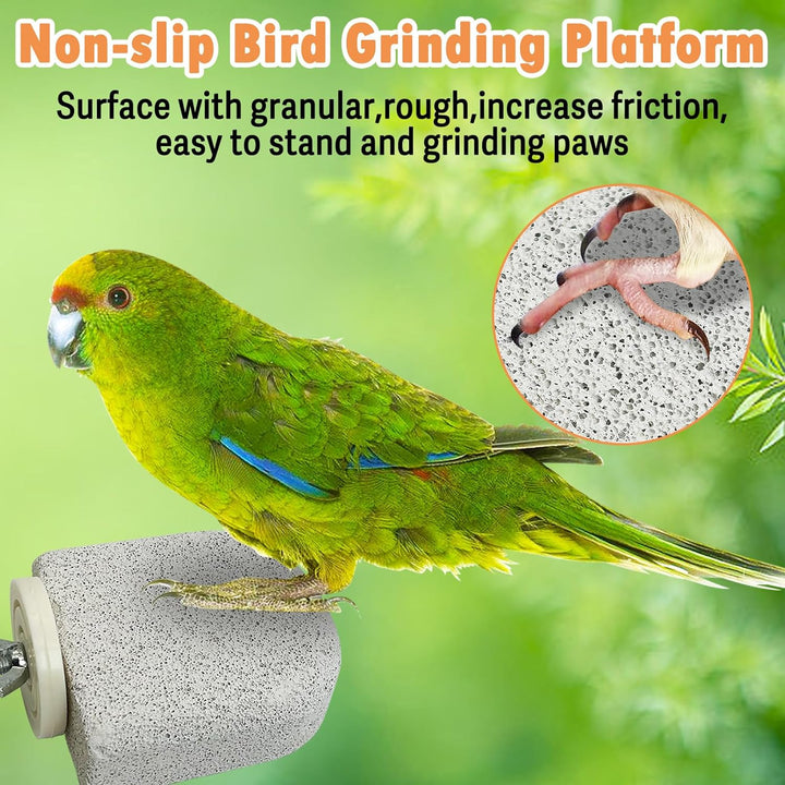 4 PCS Bird Perch Stands Parrot Calcium Perch Beak Grinding Stone Foot Claws Trimmer Parakeet Platform Parrot Chewing Toys for Small Medium Cockatiel Conure Lovebird Finch