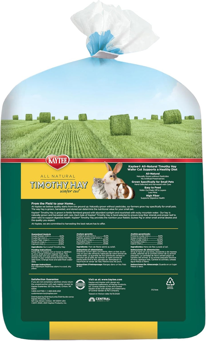 Wafer Cut All Natural Timothy Hay for Pet Guinea Pigs, Rabbits & Other Small Animals, 60 Ounce
