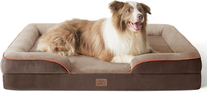 Orthopedic Dog Beds Large Sized Dog - Washable Large Dog Cat Bed Waterproof, Comfort Dogs Couch Sofa with Washable Removable Cover, Pet Bed with Nonskid Bottom, Grey, 35"