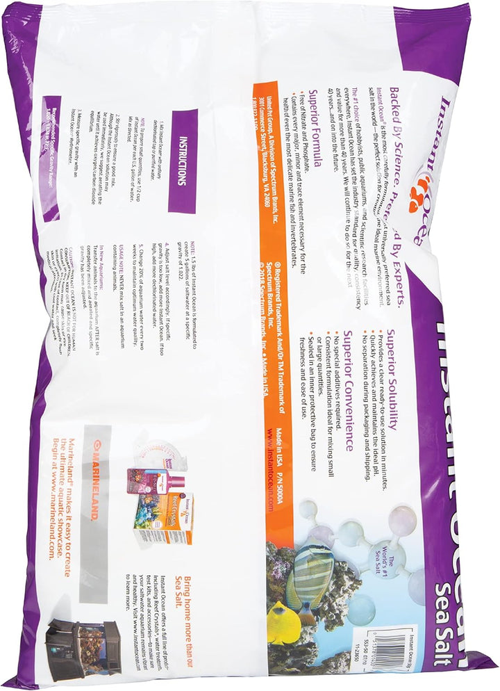 Sea Salt 50 Gallons, for Marine Aquariums, Fast Dissolving