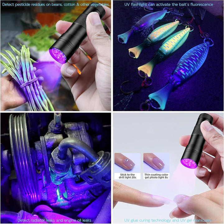 UV Flashlight Black Light–Small Portable Mini 12 LED Blacklight Flashlight for Hidden Stain Detection in Room, Resin Curing,Scorpion & Bed Bug Find,Pet Urine & Dry Stain Detection/Carpets/Rugs/Floors