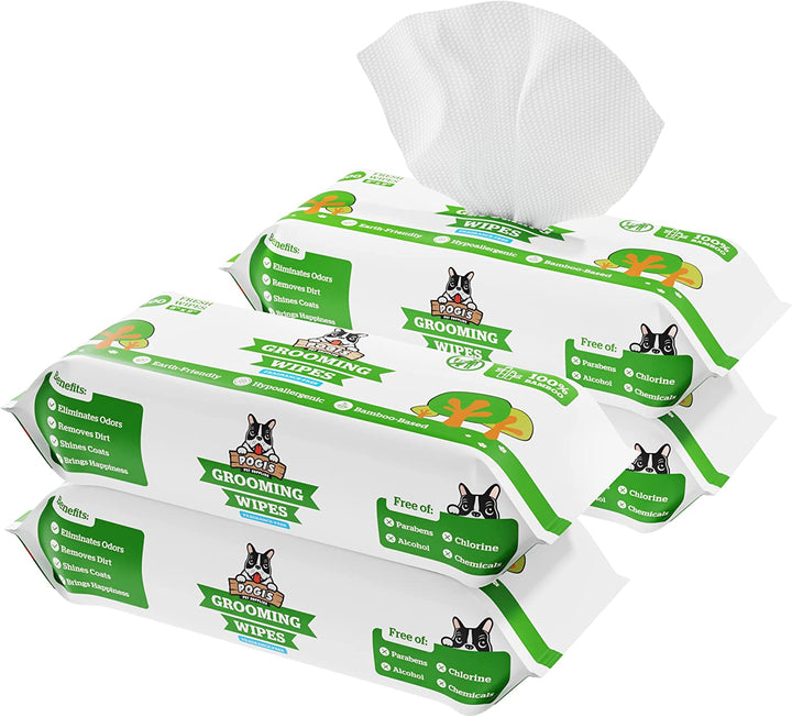 Pogi’S Dog Grooming Wipes – Hypoallergenic Pet Wipes for Paws, Body & Butt – Cleaning & Hydrating, Fragrance Free, 100-Count