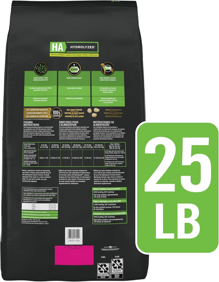 Purina  HA Hydrolyzed Protein Dog Food Dry Vegetarian Formula - 25 Lb. Bag