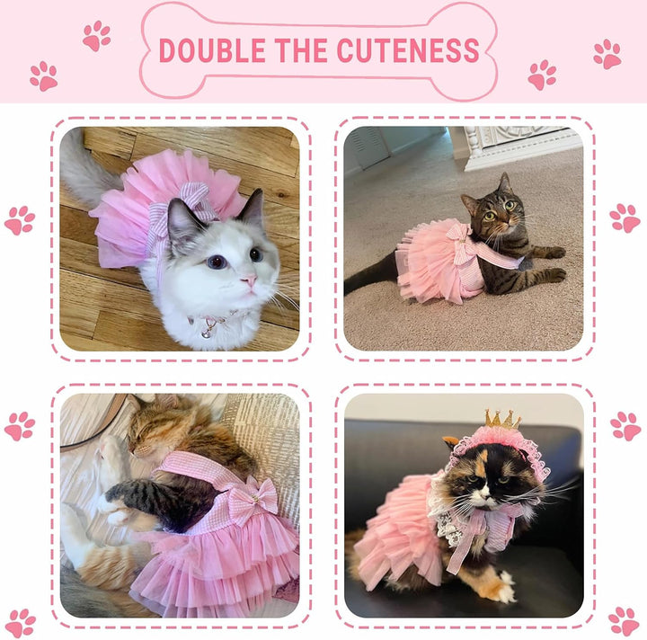 Dog Dresses, Fashion Pet Dog Clothes, Striped Mesh Puppy Dogs Princess Dresses (Pink, Small)