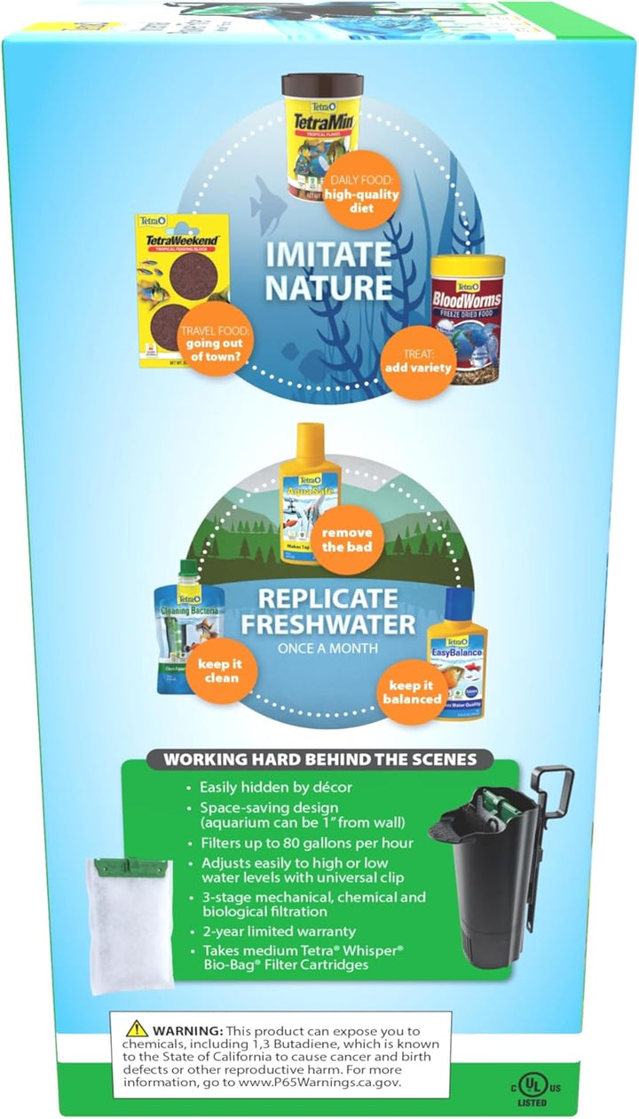 Whisper Internal Power Filter 5 to 10 Gallons, for Aquariums, In-Tank Filtration with Air Pump, Black