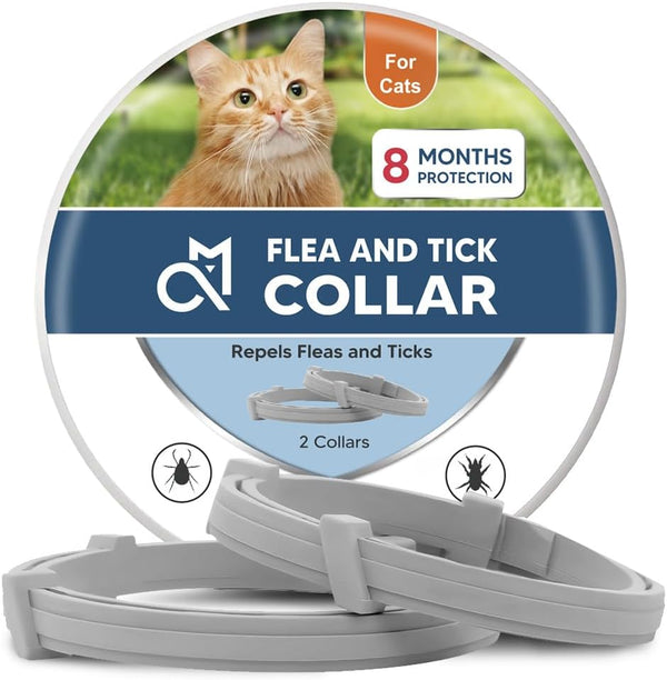 Flea Collar for Cats, Adjustable Flea and Tick Collar for Cats, 8 Months Protection 2 Count
