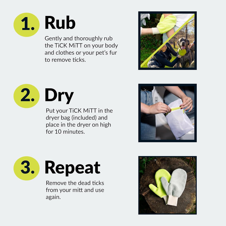 Yellow Tick Removal Glove for Humans & Pets - Safely Remove Ticks Effortlessly, Chemical-Free, Durable, Portable Tick Management Tool for Outdoor Adventures & Everyday Use
