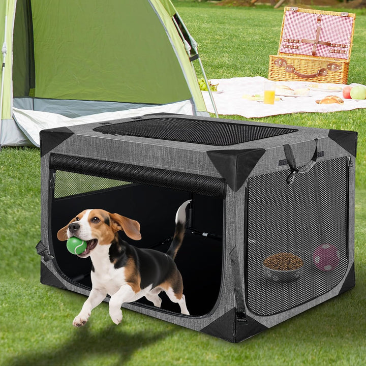 Dog Crate 30X21X21 Inch for Large or Medium Dogs, Portable and Foldable Design Perfect for Travel or Home Use, Dog Kennel with 3-Door